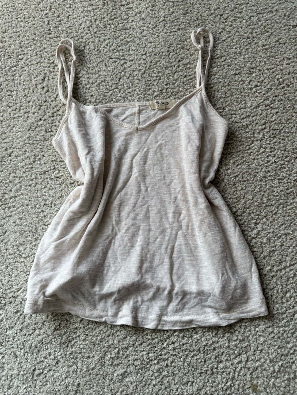 Madewell Light Cream Ribbed Slub Cami Tank casual basic tee